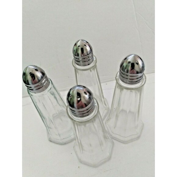 Vintage Diner Style Glass Salt and Pepper Shakers Stainless Steel Lids (2 sets) - Picture 11 of 11